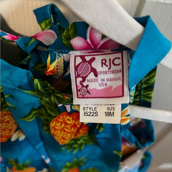 NWT Hawaiian Baby Girl 2-Piece Halter Dress Set 18M Blue Pineapple Luau Tropical - Picture 4 of 7